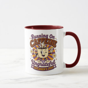 Taza Retro Mamá Funcionando Con Cafeína Hijos Ingr