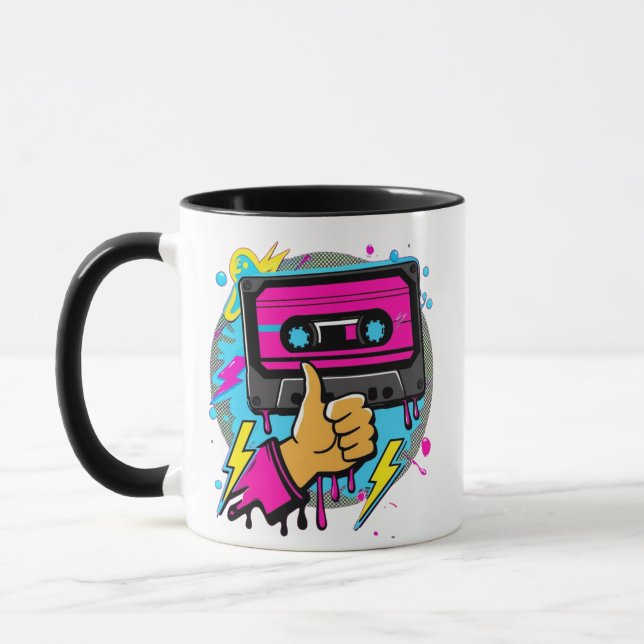 Taza Retro Neon Cassette Vibes (Izquierda)
