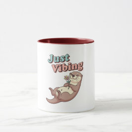 Taza Retro Otter Calm Vibes Color Inside Mug