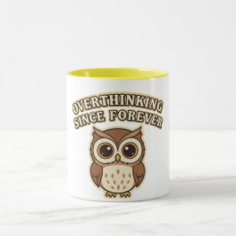 Taza Retro Owl Thinking Mode Color Inside Mug