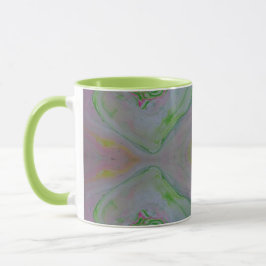 Taza Retro Pastel Sandía Mármol Fluido Arte Lima Verde
