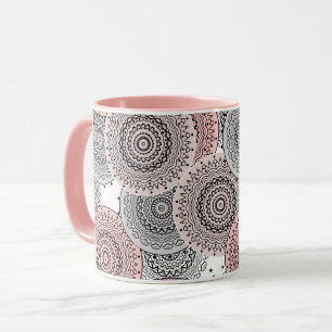 Taza Retro, patrón retro, azul y rosa, elegante