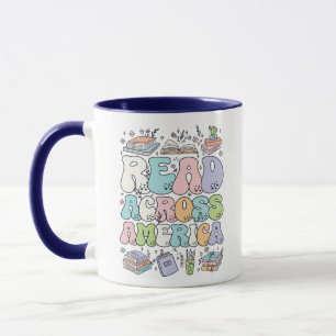 Taza Retro Read Across America para Amante de Libr