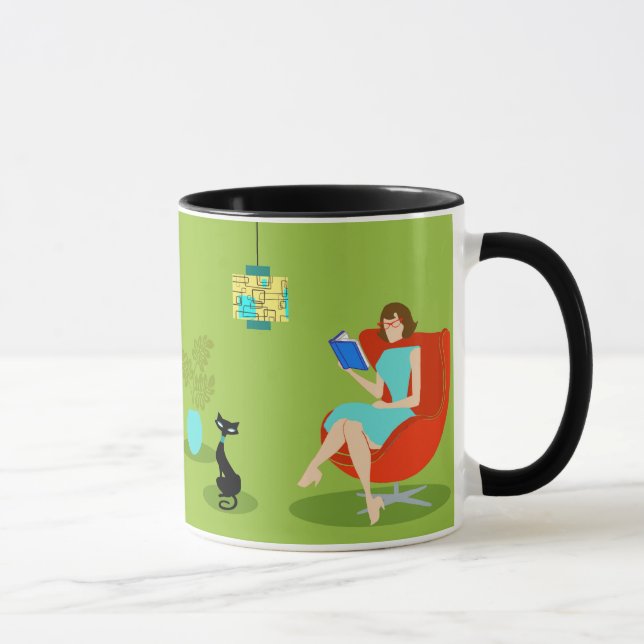 Taza Retro Reading Woman Ringer Mug (Derecha)