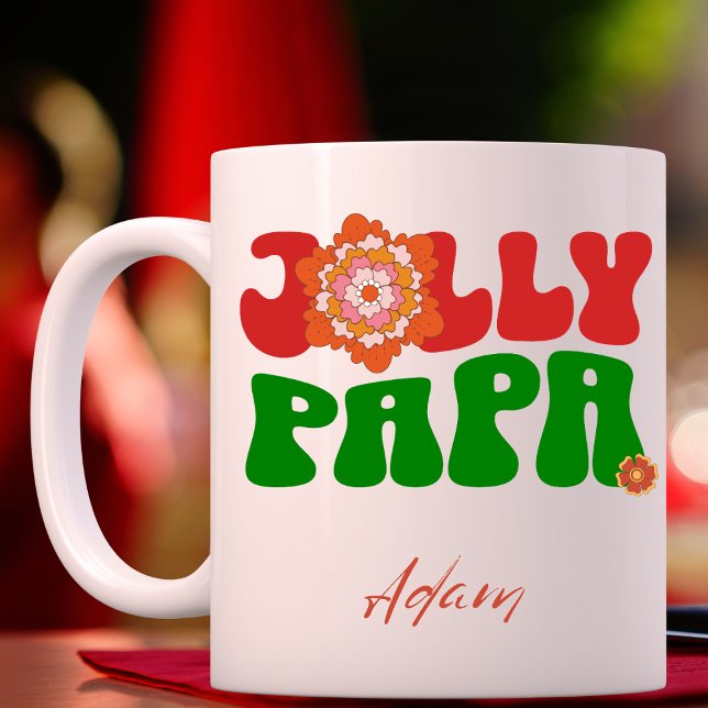 Taza Retro Red & Green Jolly Papa Navidades de nombres  (Subido por el creador)