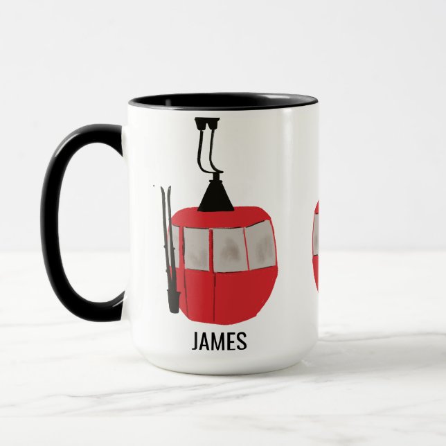 Taza Retro Red Ski Gondola Lift Personalizado (Izquierda)