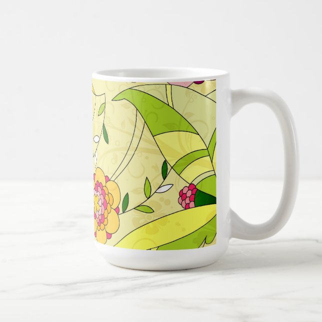 Taza Retro Resumen Collage floral (Derecha)