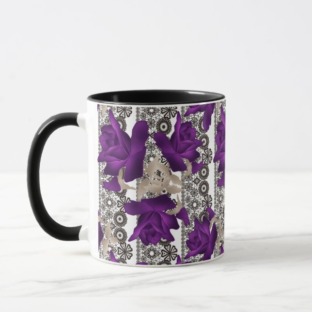 Taza Retro, rosas morados (Izquierda)
