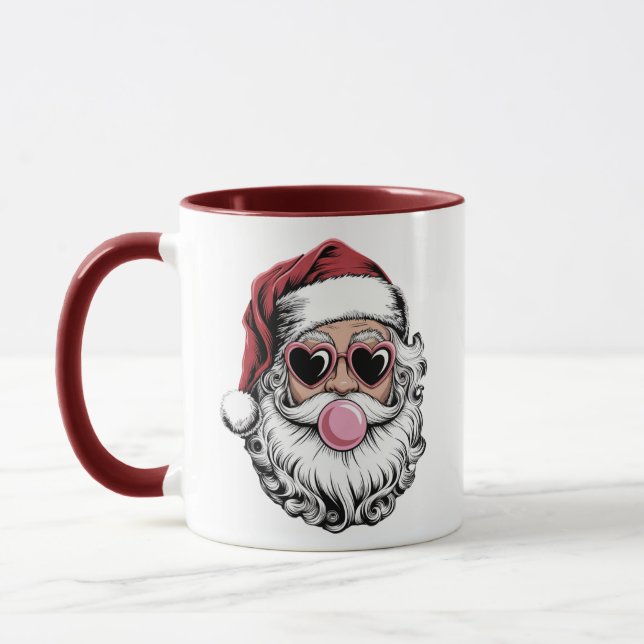 Taza Retro Santa con gafas que soplan Navidades de burb (Izquierda)