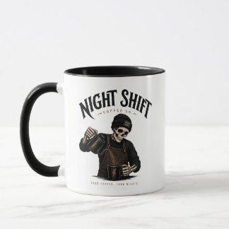 Taza Retro Skeleton Barista Turno de Noche Coffee Co