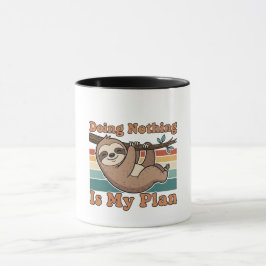 Taza Retro Sloth Lazy Humor Color Inside Mug