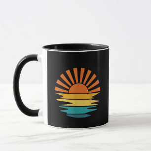 Taza Retro Sunset Rays Wavy Vintage Retro Sunshine Sun
