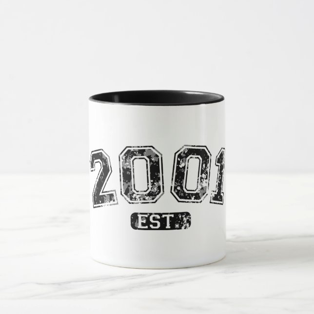 Taza Retro Vintage 2001 Grunge Est. Gráfico establecido (Centro)