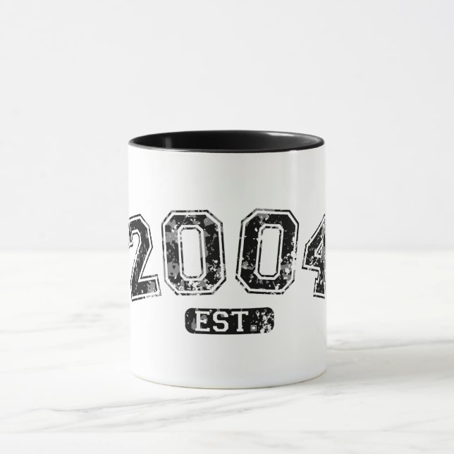 Taza Retro Vintage 2004 Grunge Est. Gráfico establecido (Centro)
