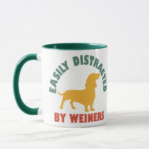 Taza Retro Vintage Distraído Fácilmente Por Weiners