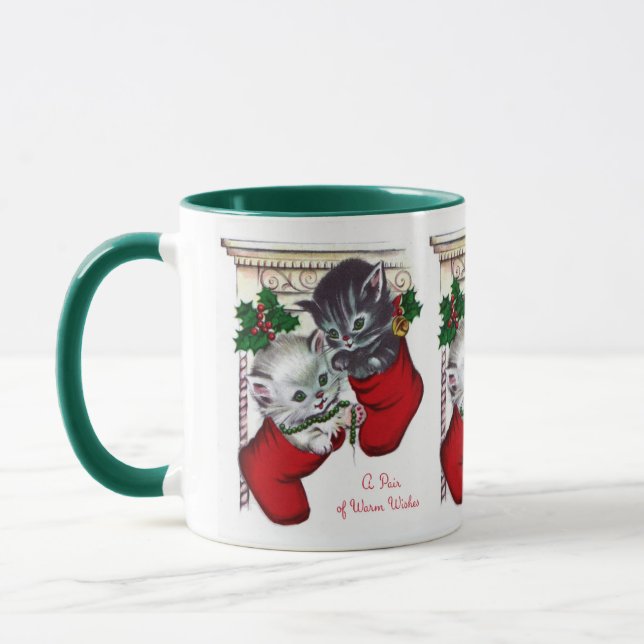 Taza retro Vintage navidad gatos mugre (Izquierda)