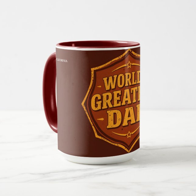 Taza Retro World's Greatest Dad Badge Mug | Customizabl (Anverso izquierdo)