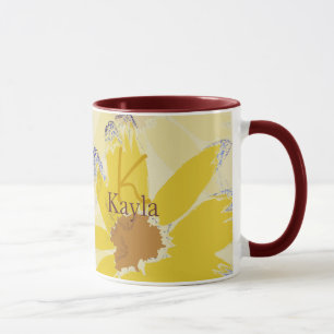 Taza Retro Yellow Daisy Monogramado