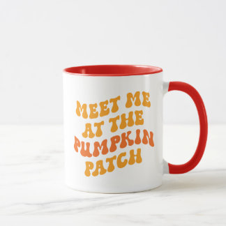Taza Reúnete conmigo en el parche de calabaza
