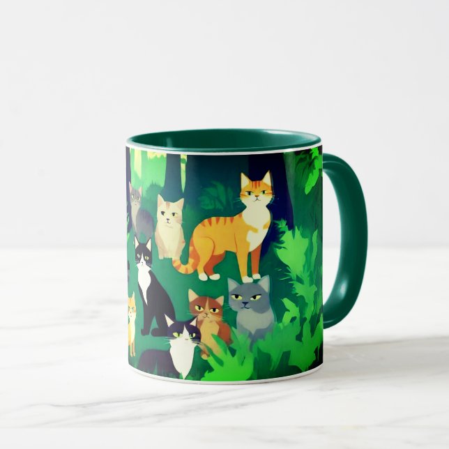 Taza Reunión de gatos en un oscuro bosque (Anverso derecho)