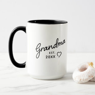 Taza Revelación de Abuela Año de Est. Minimalista Blanc
