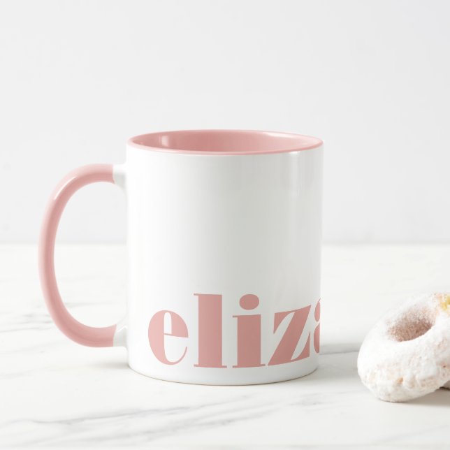 Taza Revista Rubor Pink White Serif Moda de fuentes Ele (Con donut)