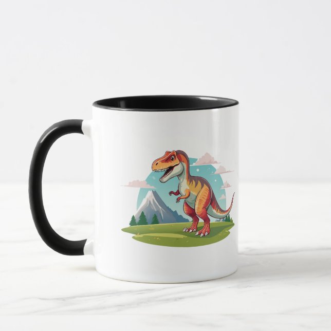Taza Rex de dinosaurio T con montaña (Izquierda)