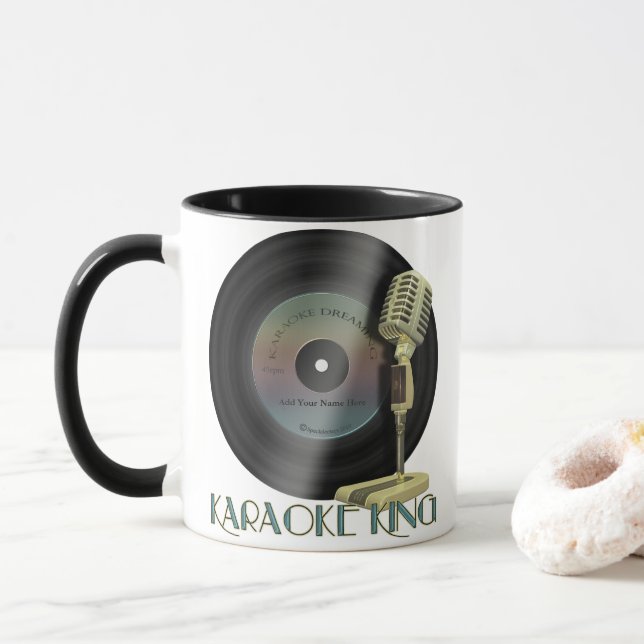 Taza Rey Personalized Drinkware del Karaoke (Con donut)