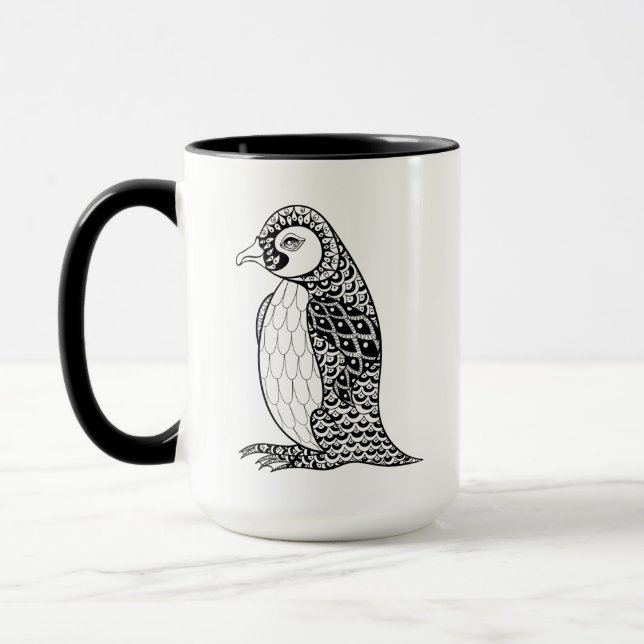 Taza Rey pingüino artístico Zendoodle (Izquierda)