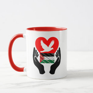 Taza Rezar por la paz en Palestina Paz Dove Heart