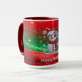 Taza Rhinestones Snowman Holiday Mug