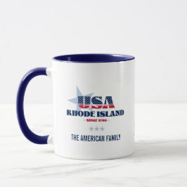 Taza Rhode Island USA 1790 Blue Star Personalized Mug