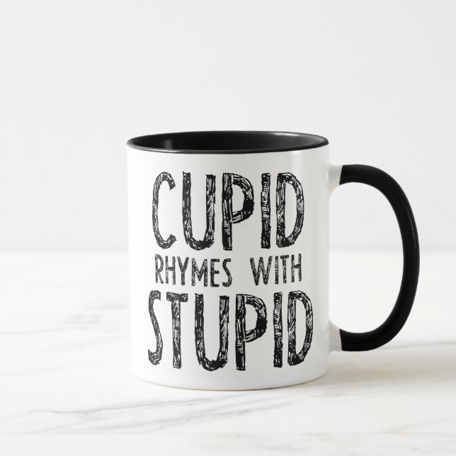Taza Rhymes Cupido Con Estúpido (Derecha)