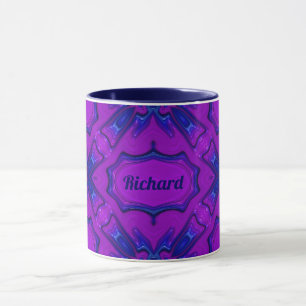 Taza ~ RICHARD ~ Fractal morado y azul ~