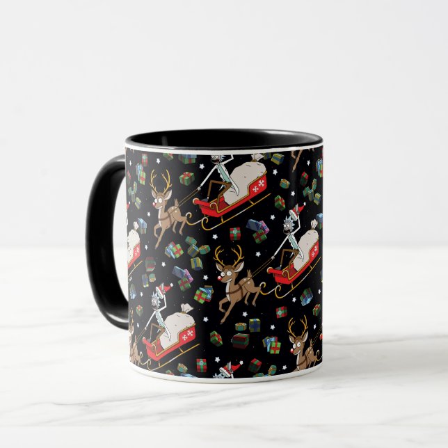 Taza Rick and Morty | Christmas Reindeer Sleigh Pattern (Anverso izquierdo)