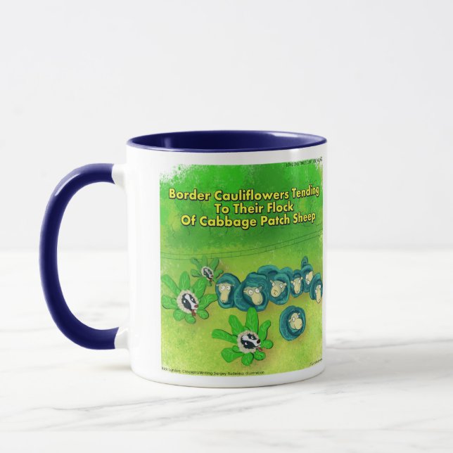 Taza Rick London Divertido Border Collie Flor Cómic  (Izquierda)