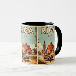Taza Riga City, Letonia, cultura báltica, regalos vinta