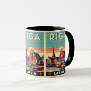 Taza Riga City, Letonia, cultura báltica, regalos vinta