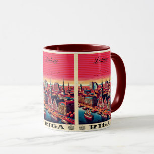 Taza Riga City, Letonia, cultura báltica, regalos vinta