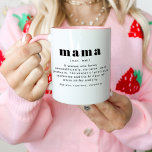 Taza RILEY moderna definición de la mamá<br><div class="desc">Esta taza de cerámica presenta una moderna combinación de fuentes y una divertida definición de "mama". Esta taza de café es el regalo perfecto para tu mamá favorita por su cumpleaños,  como regalo de una ducha de bebé o para iluminarla el Día de la Madre.</div>