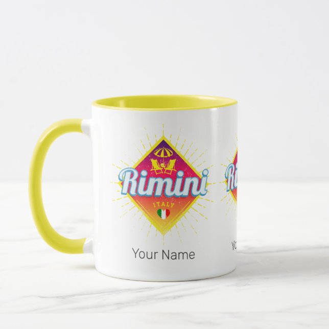 Taza Rimini Emilia-Romagna Italia Retro Sunset Vintage (Izquierda)