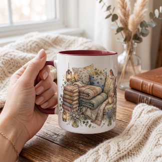 Taza Rincón de lectura personalizado con acuarela
