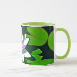 Taza Ringer Coffee Mug, "Mauve White Lotus Blossom"