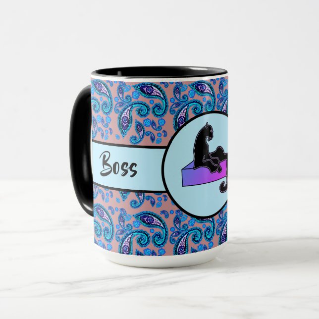 Taza Ringer de gato rosa negro Lady 15oz (Anverso izquierdo)
