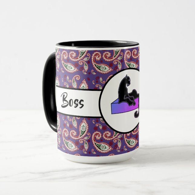 Taza Ringer de gato rosa negro Lady 15oz (Anverso izquierdo)