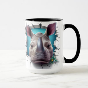 Taza Rinoceronte saliendo de una pared rota