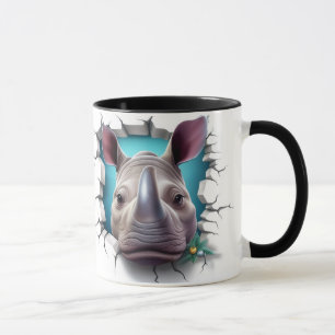 Taza Rinoceronte saliendo de una pared rota