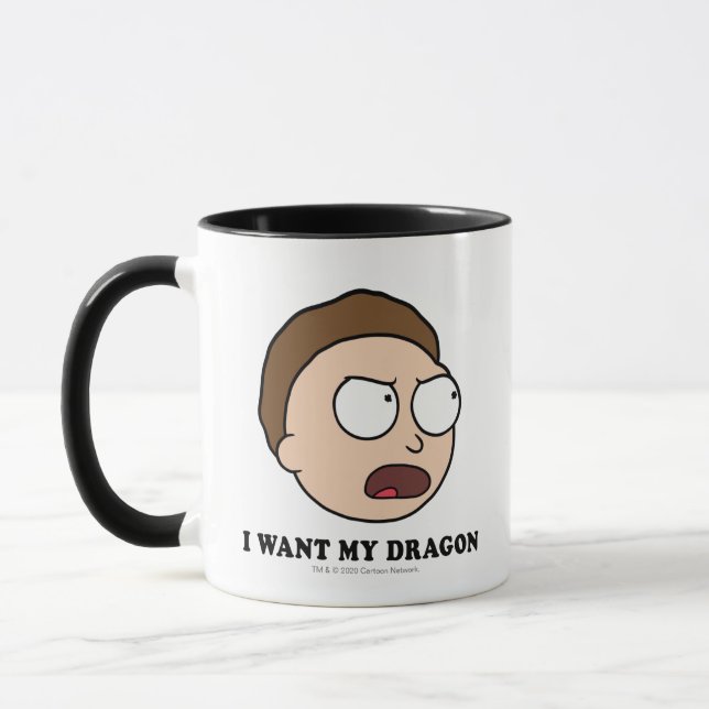 Taza RIQUEZA Y MORTY™| Quiero mi dragón (Izquierda)