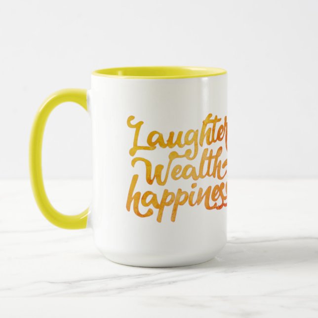 Taza Risas Riqueza Felicidad Mug (Izquierda)