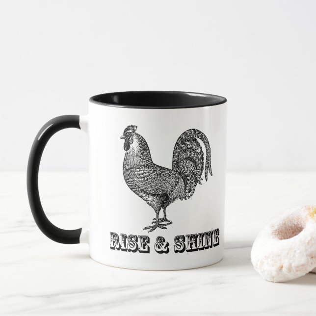 Taza Rise and Shine Rooster Coffee Mug (Con donut)